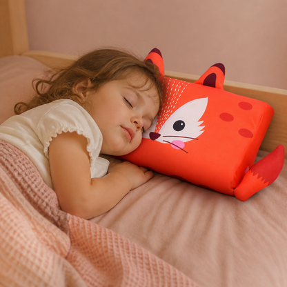 Coussin Ergonomique Apaisant pour Enfants avec Housse à Motifs d’Animaux de Dessin Animé