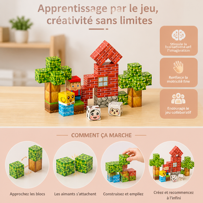 Set de 40 Blocs de Construction Magnétiques pour Enfants – Parfait pour S’amuser en Déplacement