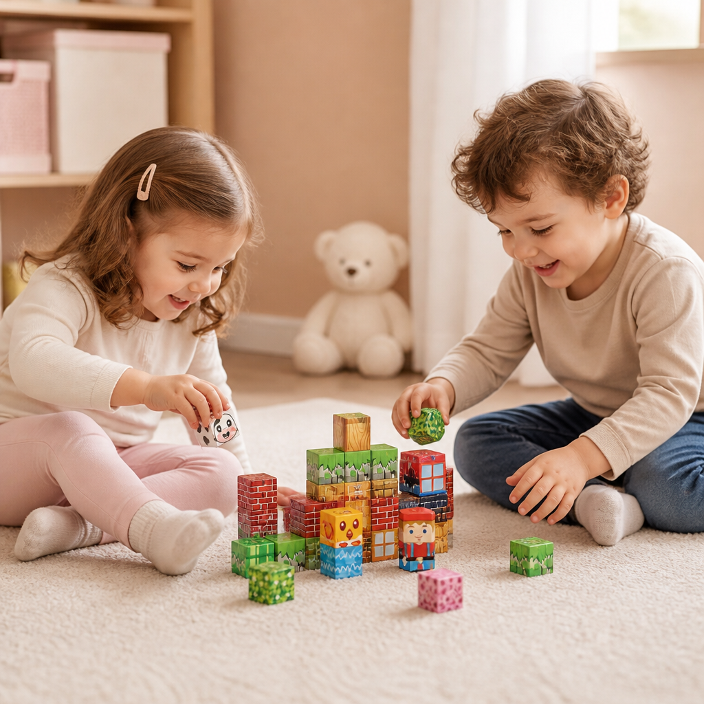 Set de 40 Blocs de Construction Magnétiques pour Enfants – Parfait pour S’amuser en Déplacement