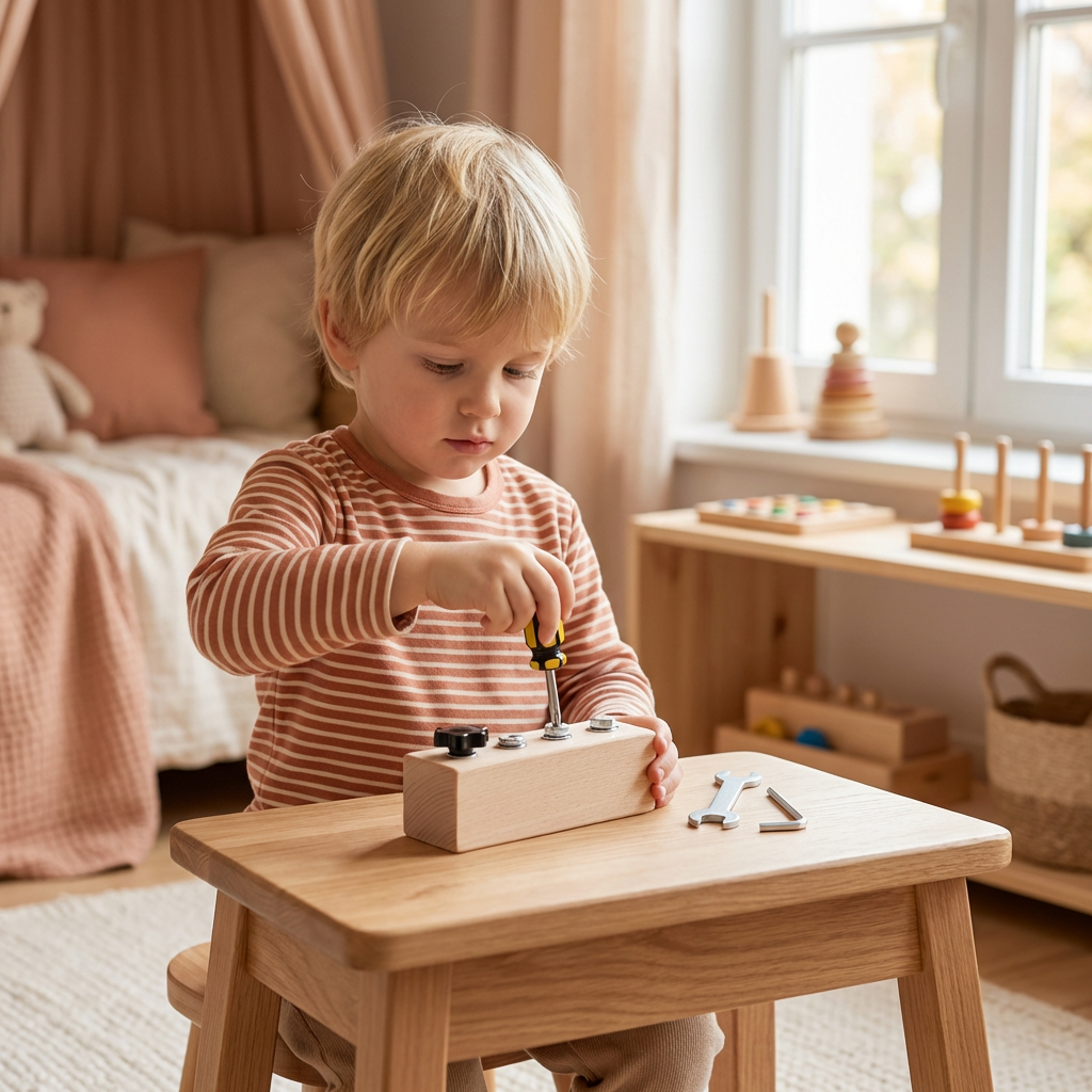 Jeu de vissage Montessori en bois – entraînement de la motricité fine et de la concentration pour enfants