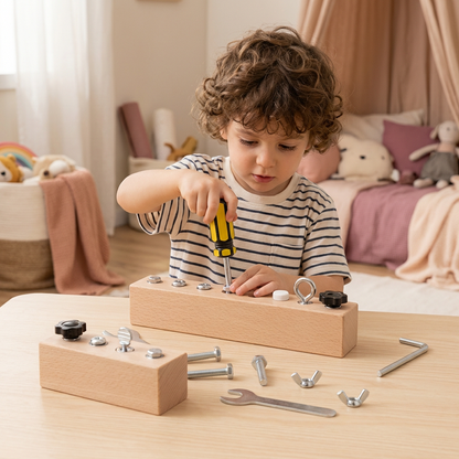 Jeu de vissage Montessori en bois – entraînement de la motricité fine et de la concentration pour enfants