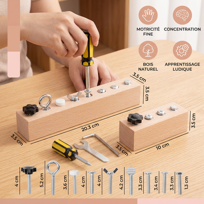 Jeu de vissage Montessori en bois – entraînement de la motricité fine et de la concentration pour enfants