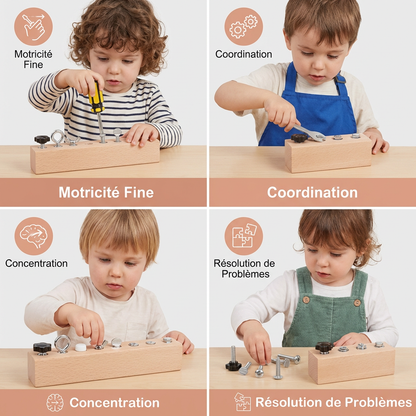Jeu de vissage Montessori en bois – entraînement de la motricité fine et de la concentration pour enfants