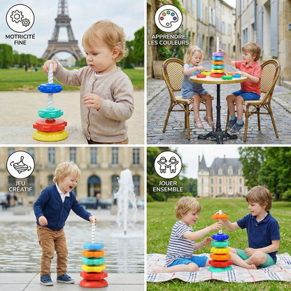 Jouet tour rotative et colorée arc-en-ciel