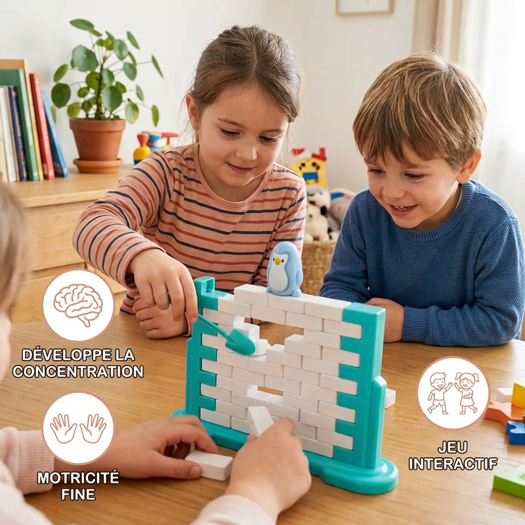 Jeu familial d’équilibre mur de glace pingouin