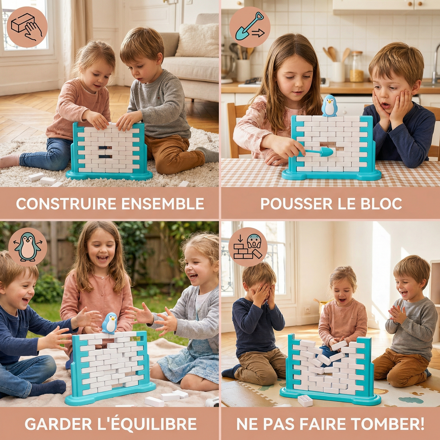 Jeu familial d’équilibre mur de glace pingouin