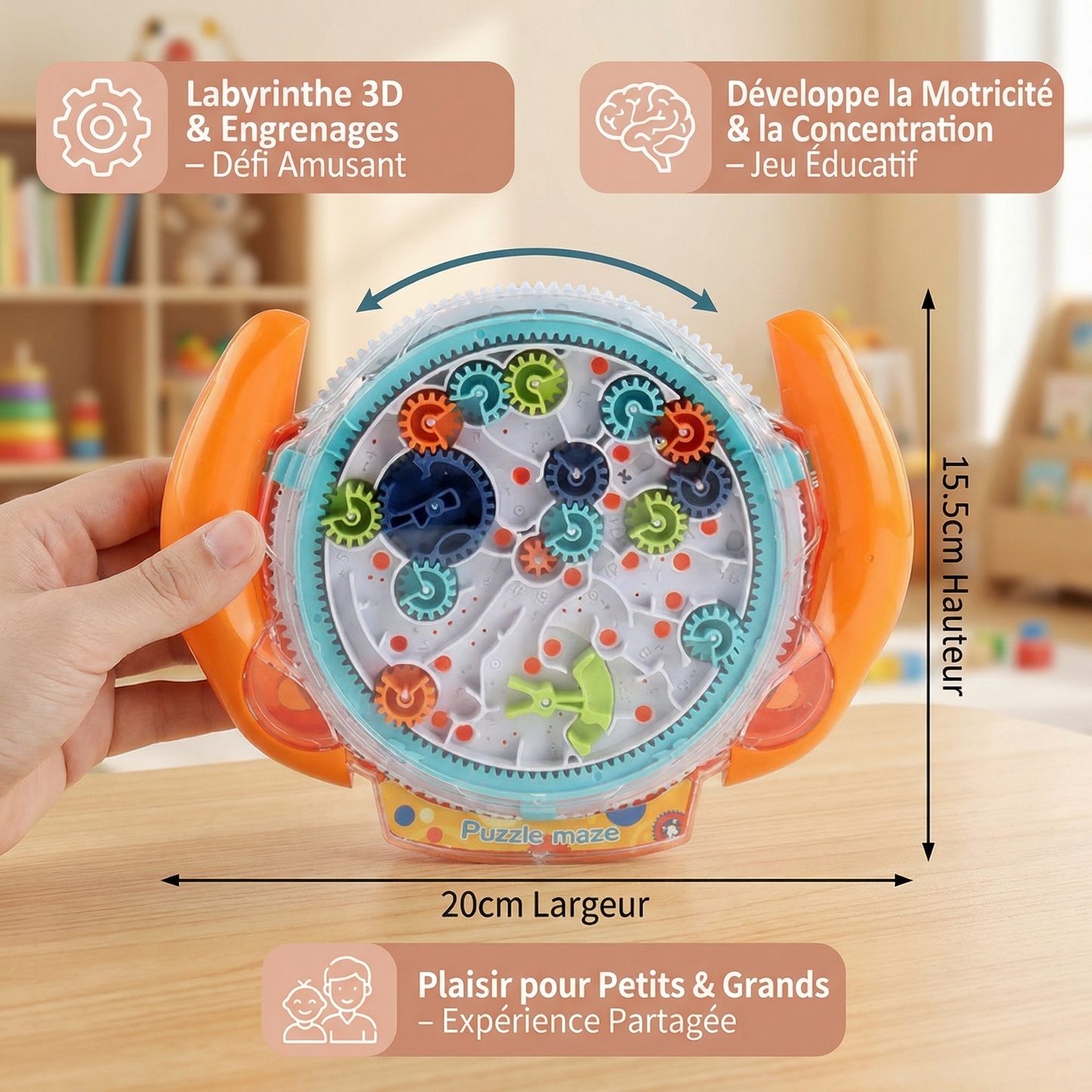 Roue labyrinthe 3D – Jeu d’adresse et d’apprentissage