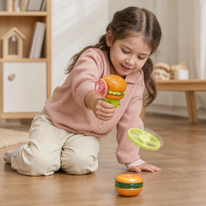 Toupie 2-en-1 et spinner volant avec lanceur pour enfants