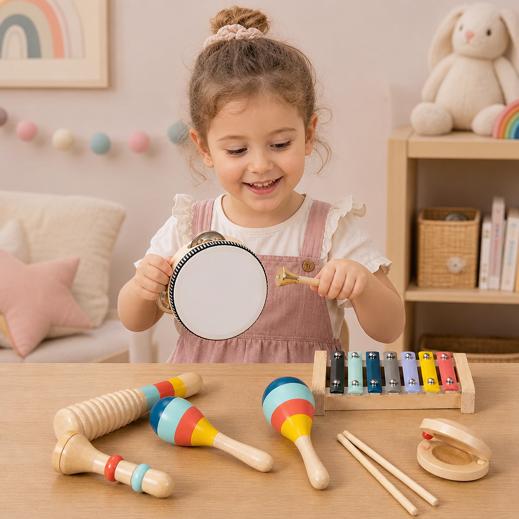 Set d'instruments de musique en bois – Jouets Montessori à percussion et d'éveil au rythme pour enfants