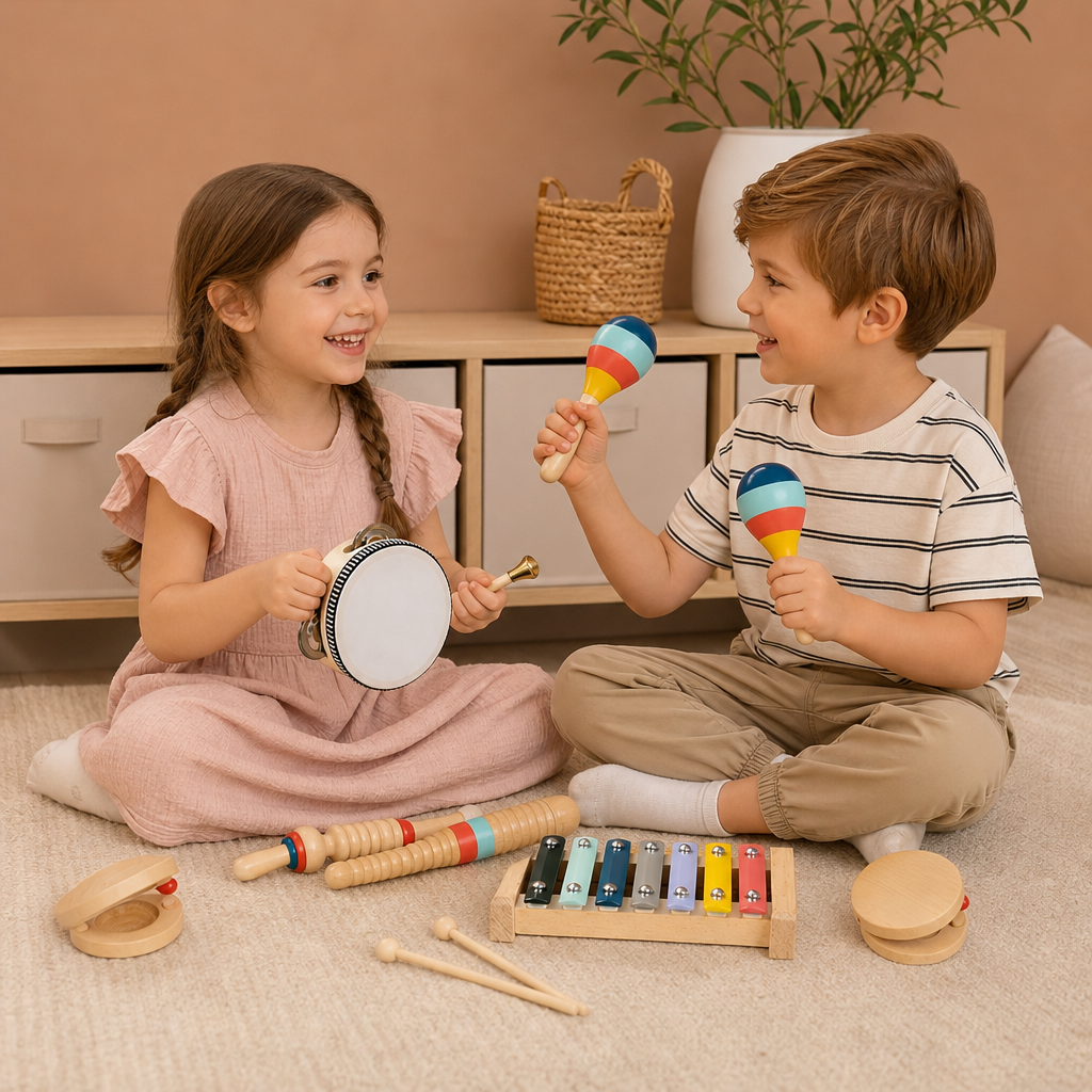Set d'instruments de musique en bois – Jouets Montessori à percussion et d'éveil au rythme pour enfants