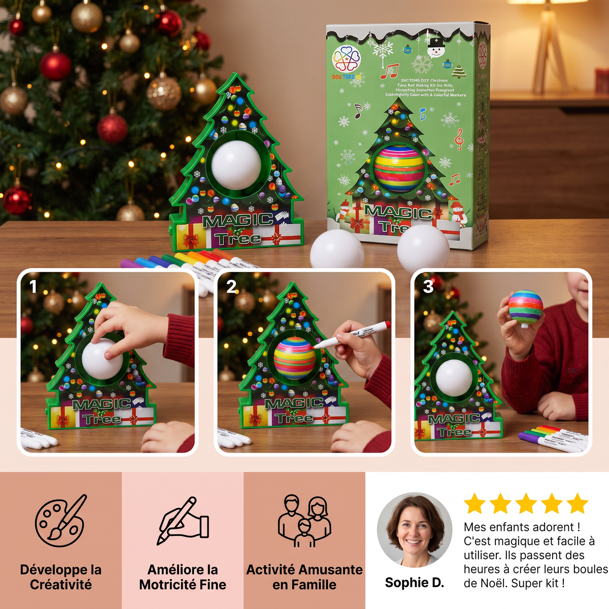 Kit Créatif de Noël DIY pour Peindre des Décorations Tournantes