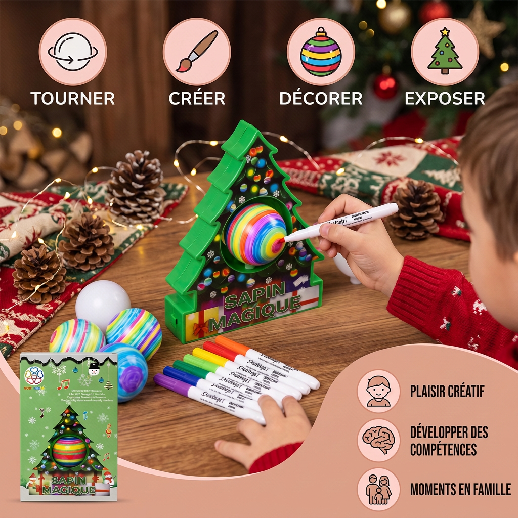 Kit Créatif de Noël DIY pour Peindre des Décorations Tournantes