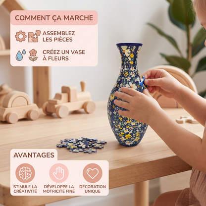 Puzzle 3D DIY en Forme de Vase à Fleurs