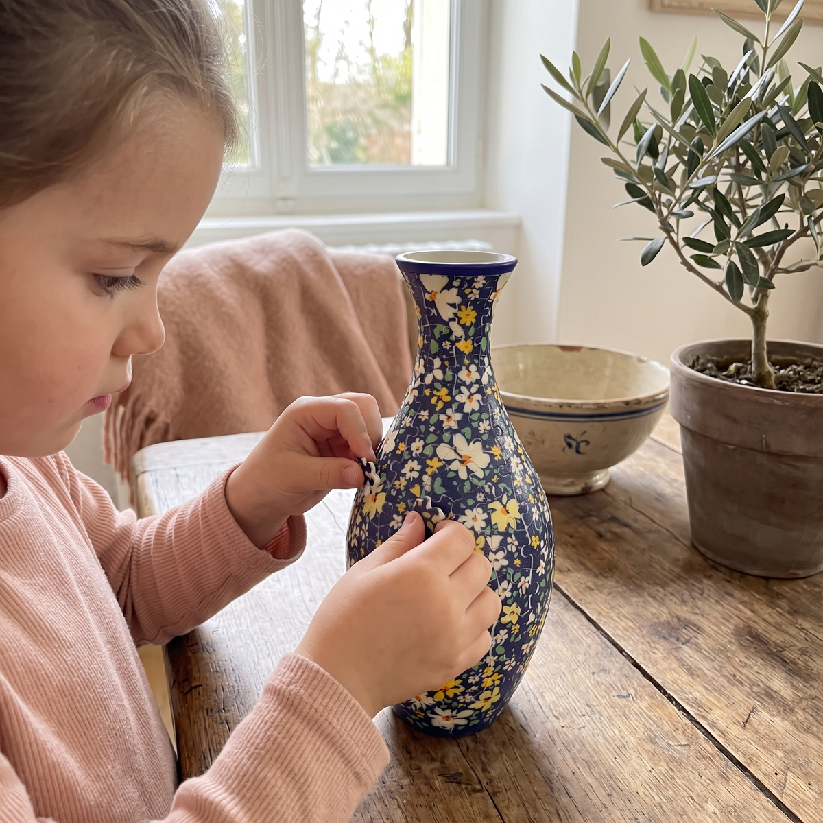 Puzzle 3D DIY en Forme de Vase à Fleurs