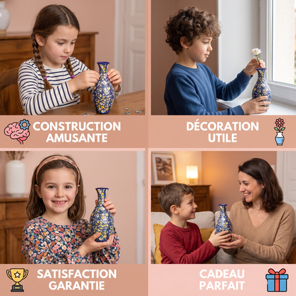 Puzzle 3D DIY en Forme de Vase à Fleurs