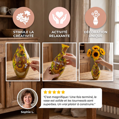 Puzzle 3D DIY en Forme de Vase à Fleurs