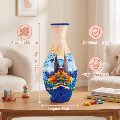 Puzzle 3D DIY en Forme de Vase à Fleurs
