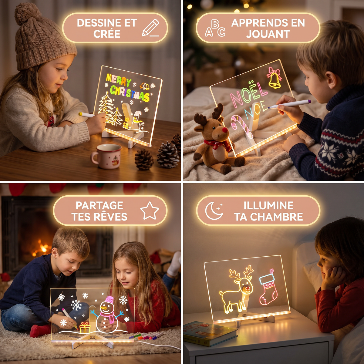 Tableau de Dessin LED Lumineux pour Enfants