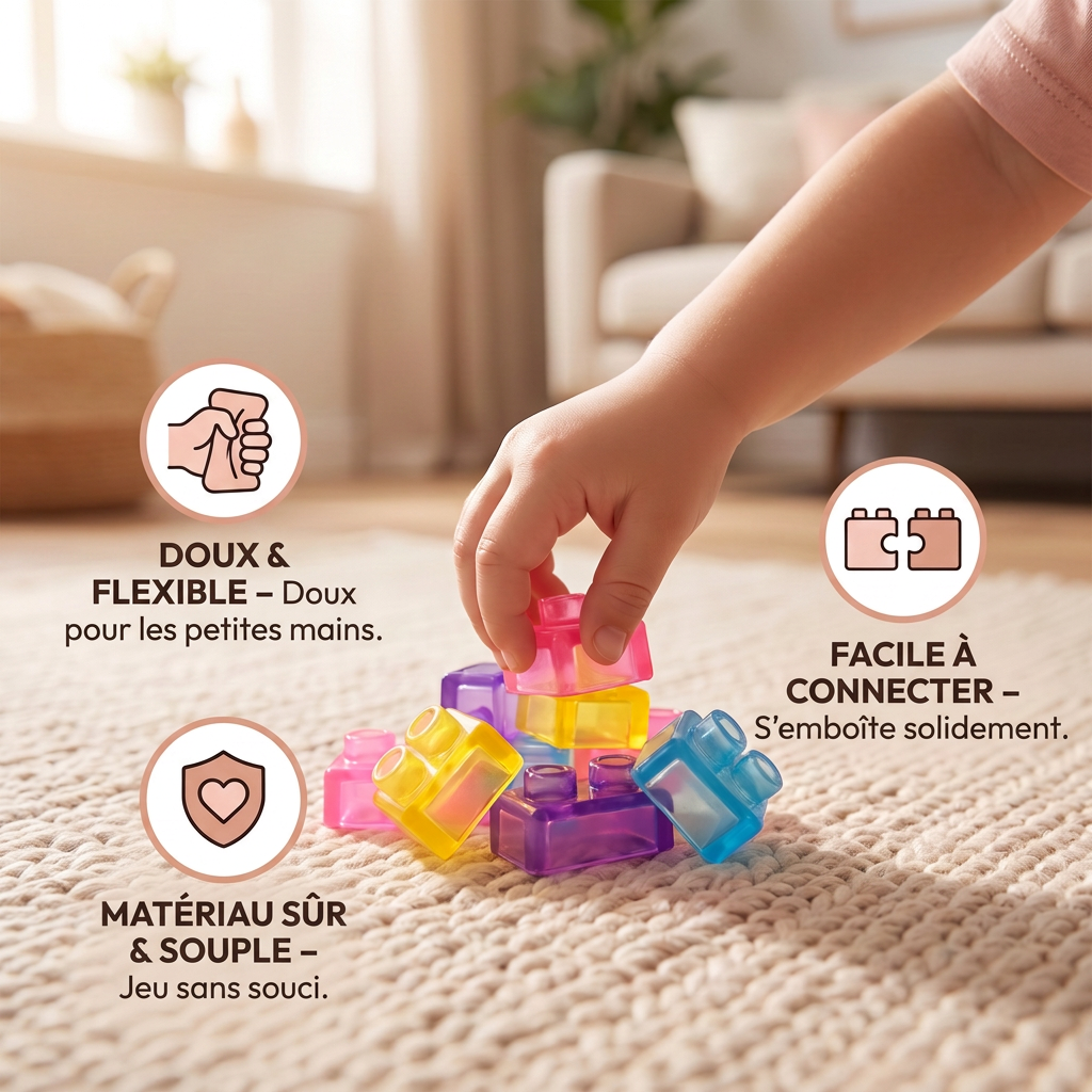 Blocs de Construction Squishy Gélatineux, Sûrs et Souples pour Enfants