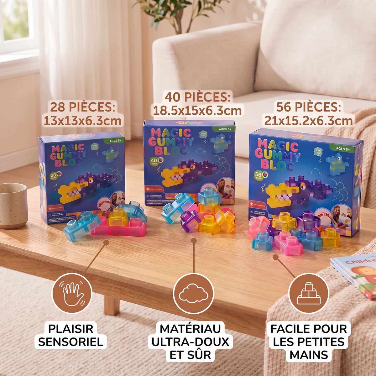 Blocs de Construction Squishy Gélatineux, Sûrs et Souples pour Enfants