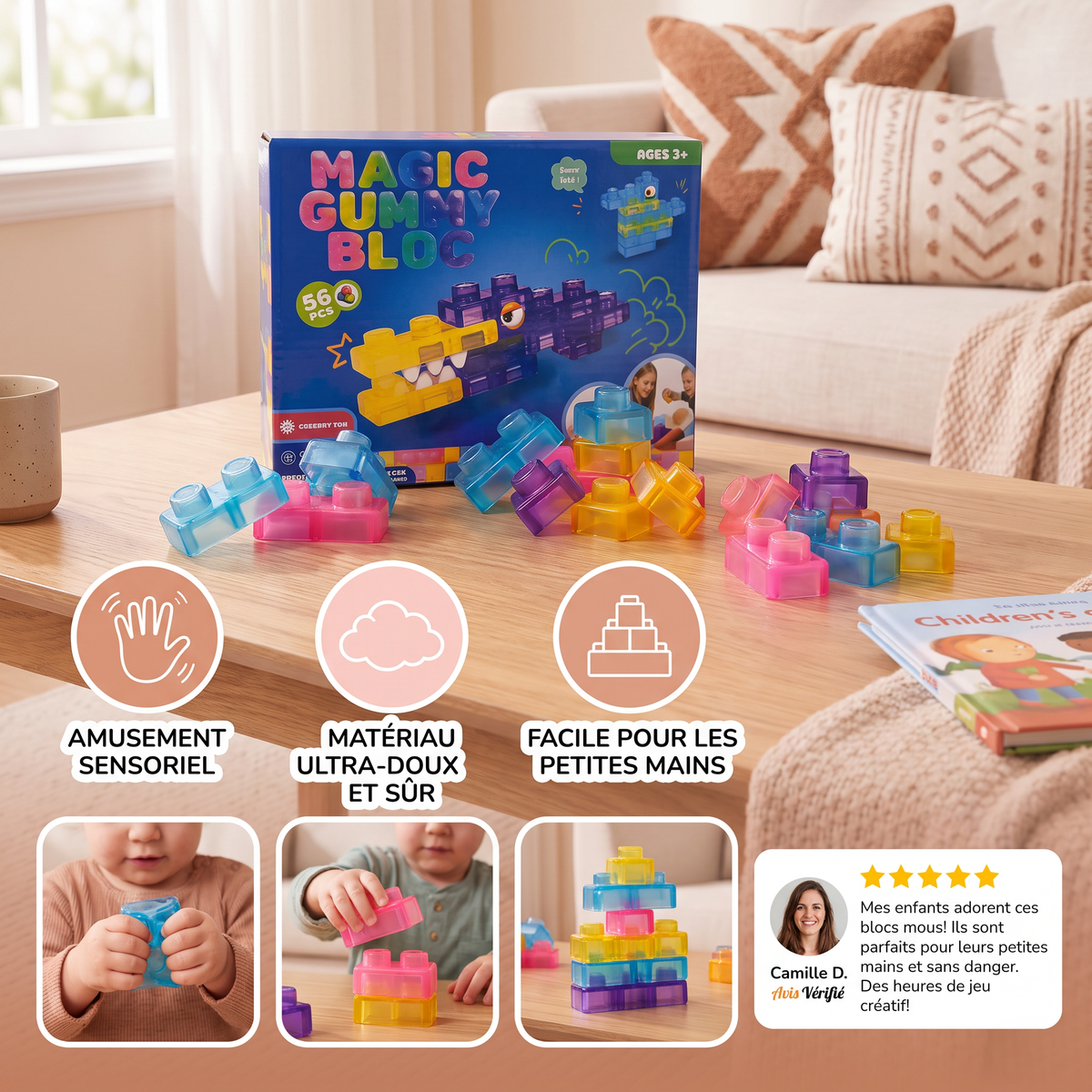 Blocs de Construction Squishy Gélatineux, Sûrs et Souples pour Enfants