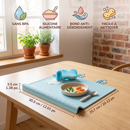 Tapis de Table en Silicone BabySafe Pratique et Hygiénique pour Bébé avec Bord Surélevé