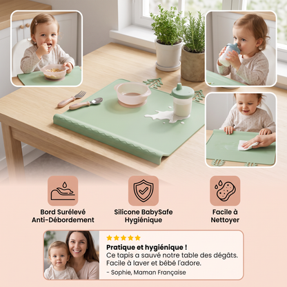 Tapis de Table en Silicone BabySafe Pratique et Hygiénique pour Bébé avec Bord Surélevé
