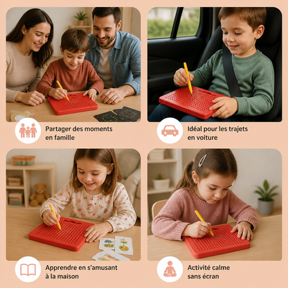 Tableau Magnétique 2-en-1 pour Écrire et Dessiner pour Enfants avec Formes Amovibles à Clipser