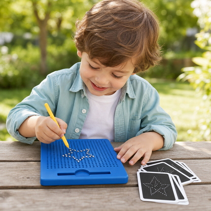 Tableau Magnétique 2-en-1 pour Écrire et Dessiner pour Enfants avec Formes Amovibles à Clipser