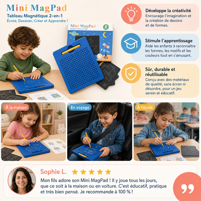 Tableau Magnétique 2-en-1 pour Écrire et Dessiner pour Enfants avec Formes Amovibles à Clipser