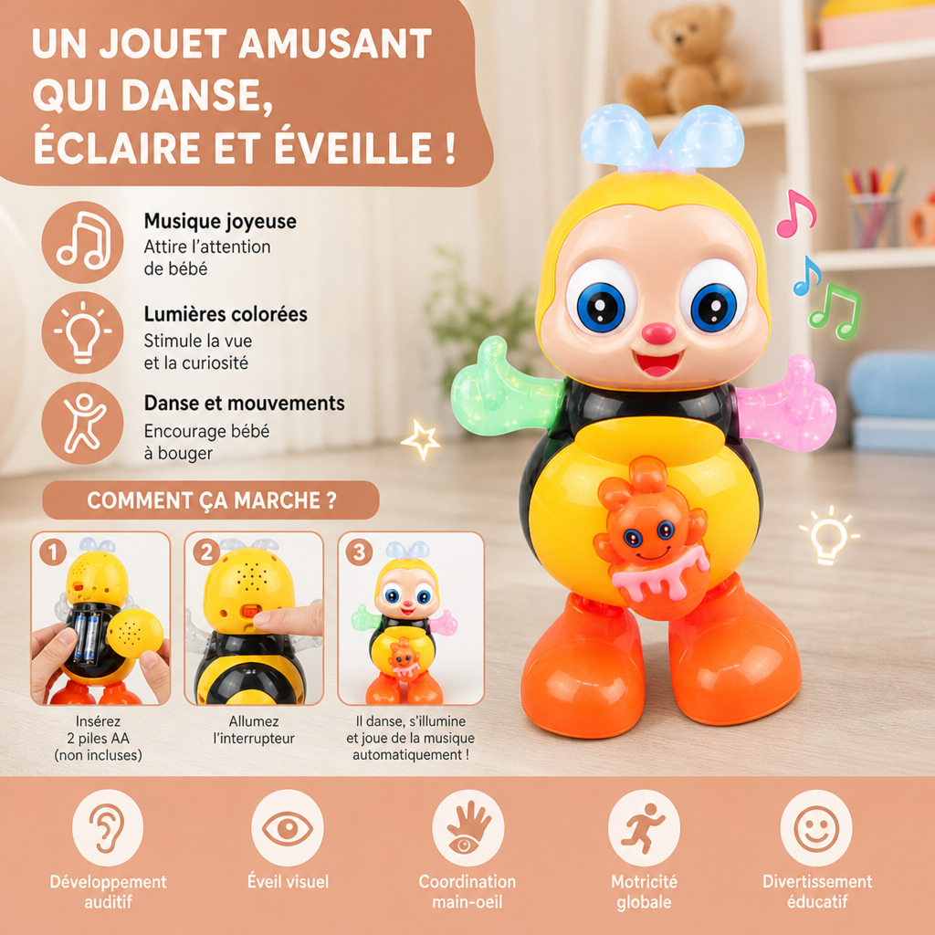 Jouet Abeille Dansante Musicale avec Lumières et Musique