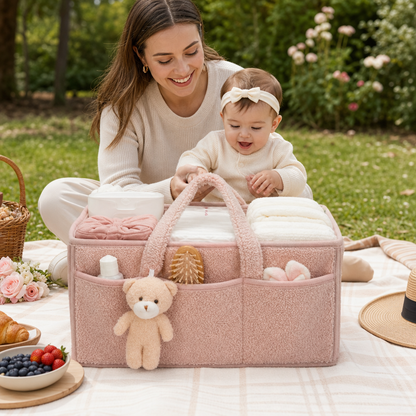 Panier de Rangement à Couches en Sherpa Doux – Organisateur pour Chambre de Bébé et Table à Langer