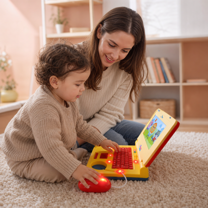 Ordinateur portable interactif pour enfants avec lumières, musique et écran défilant