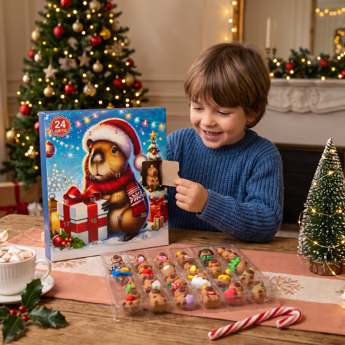 Calendrier de l’Avent de Noël avec capybaras – 24 jours, 24 adorables mini-figurines