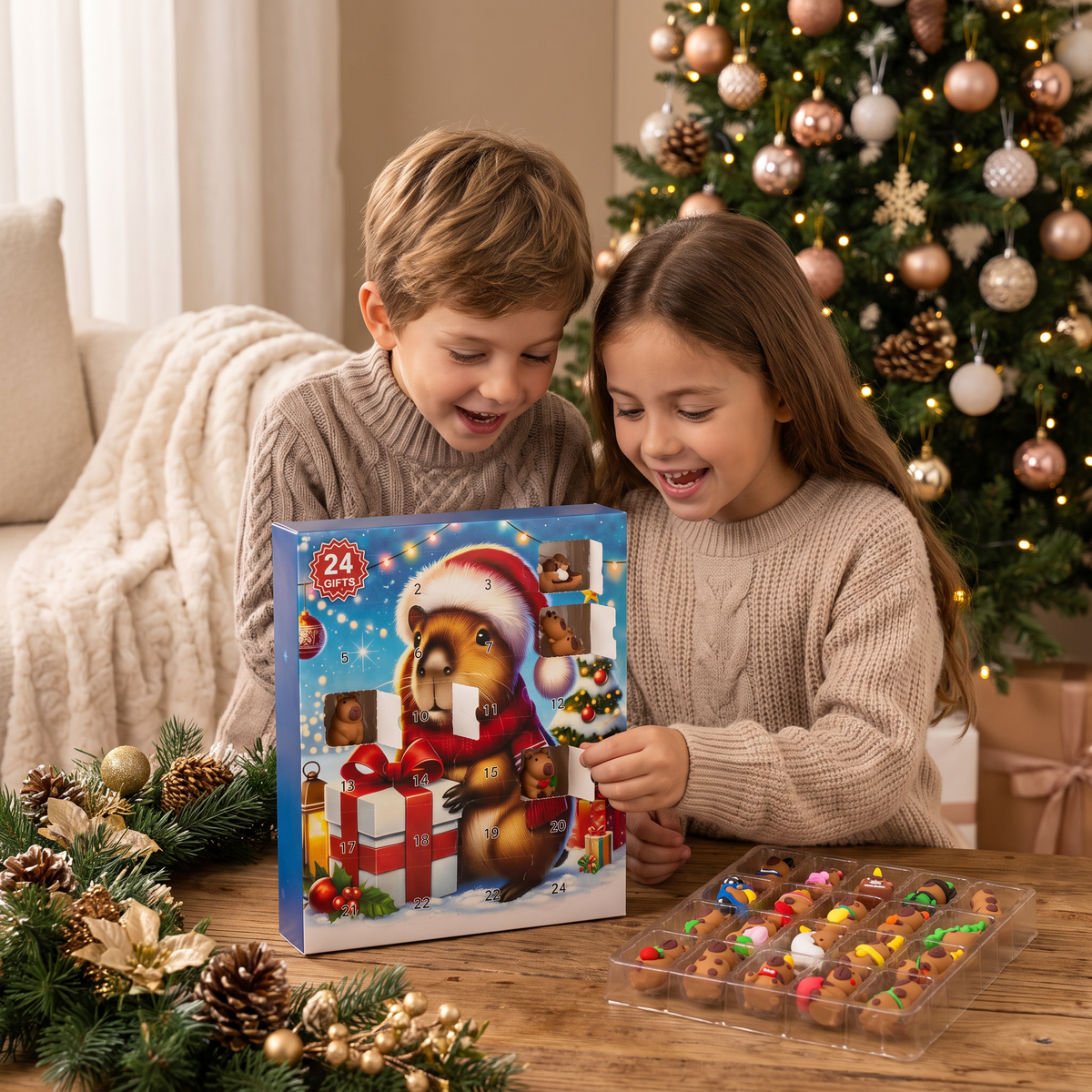 Calendrier de l’Avent de Noël avec capybaras – 24 jours, 24 adorables mini-figurines
