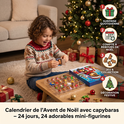 Calendrier de l’Avent de Noël avec capybaras – 24 jours, 24 adorables mini-figurines