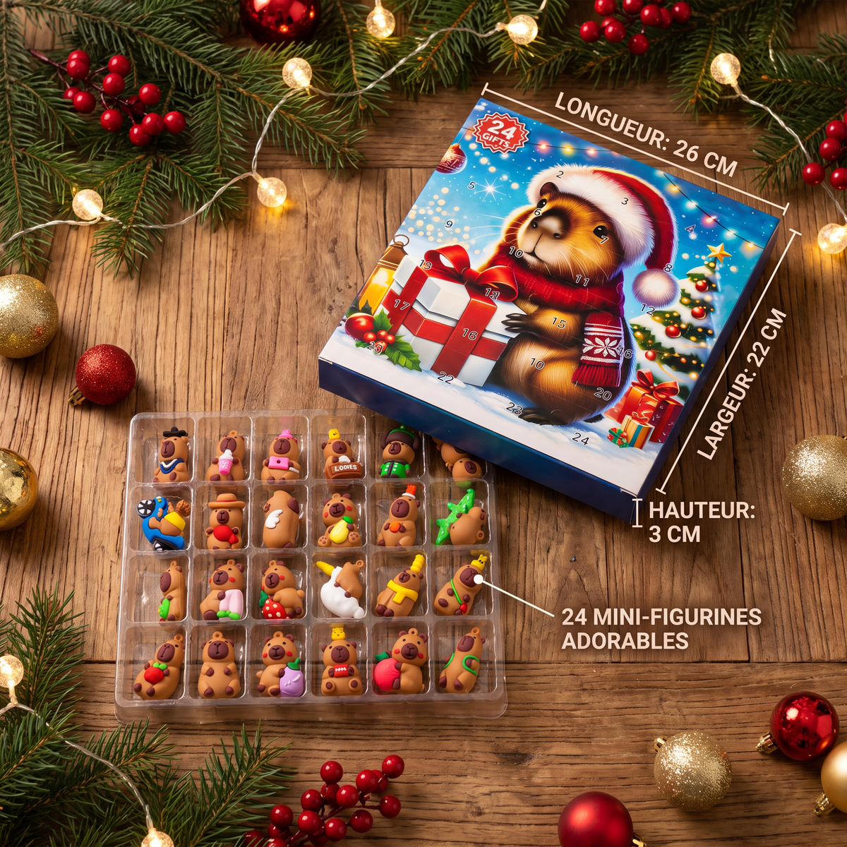 Calendrier de l’Avent de Noël avec capybaras – 24 jours, 24 adorables mini-figurines