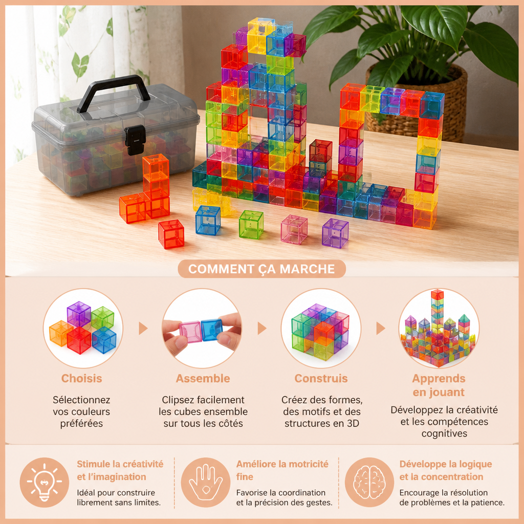Ensemble de Cubes de Construction Montessori pour Enfants