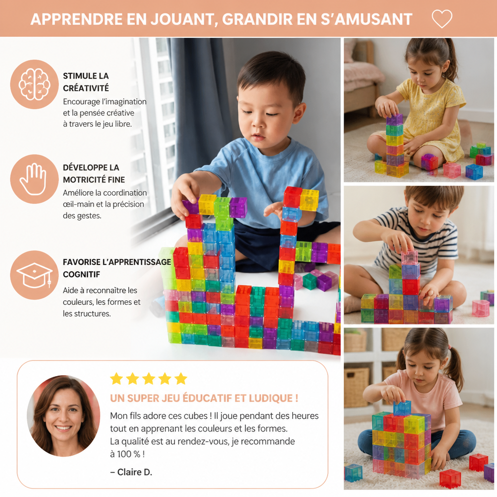 Ensemble de Cubes de Construction Montessori pour Enfants
