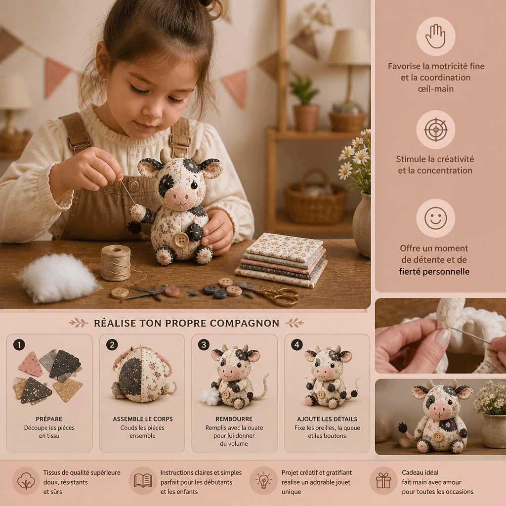 Kit de Couture DIY Animaux – Set de Loisirs Créatifs pour Ornements en Tissu Faits Main