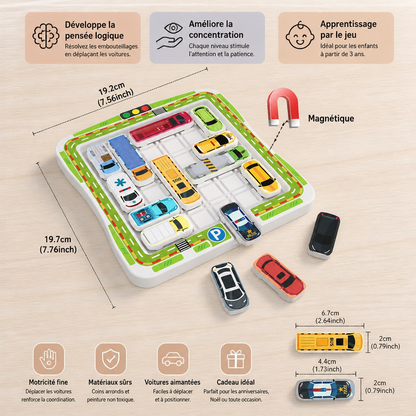 Jeu de réflexion logique – casse-tête de parking automobile pour enfants