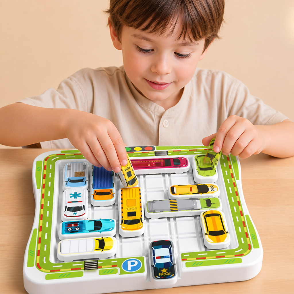 Jeu de réflexion logique – casse-tête de parking automobile pour enfants