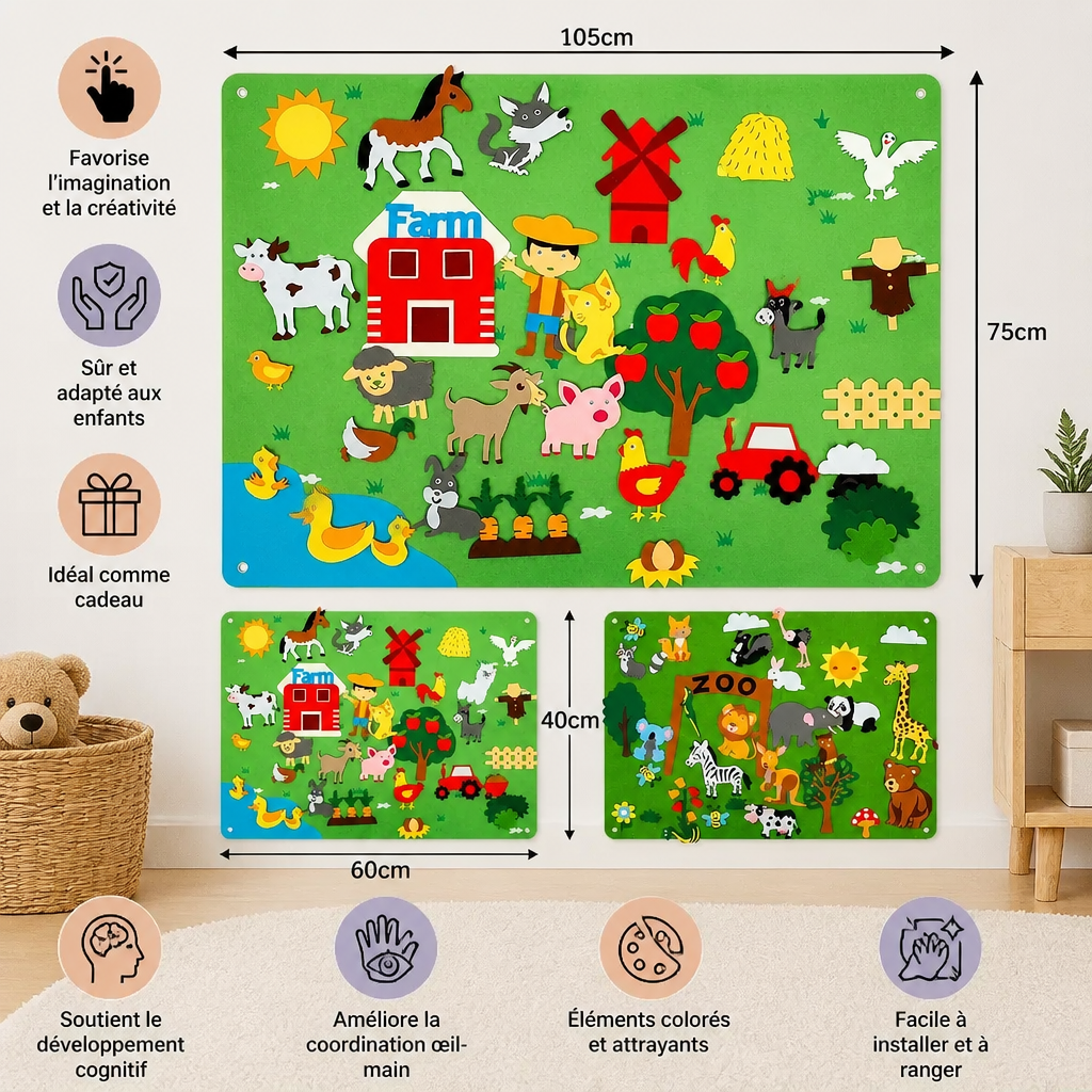 Univers d’histoires – Tableau éducatif en feutrine