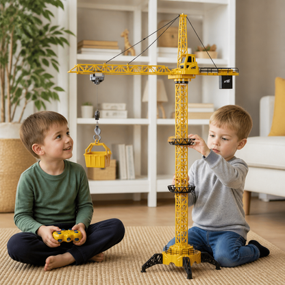 Grue à tour télécommandée – jouet de construction rotatif à 360° avec fonction de levage