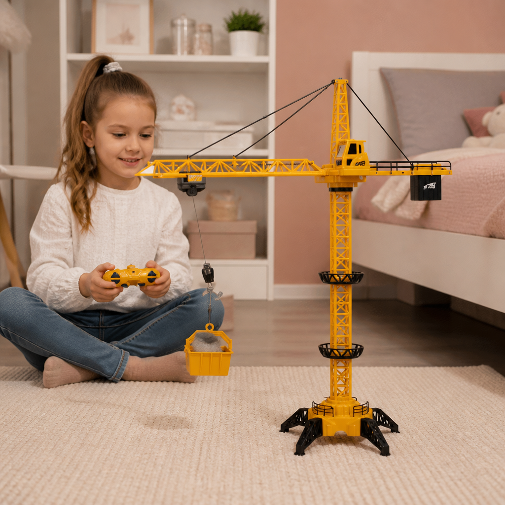 Grue à tour télécommandée – jouet de construction rotatif à 360° avec fonction de levage