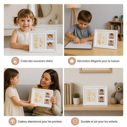 Kit DIY pour enfants avec cadre souvenir pour empreinte de main – empreinte et présentation de photos
