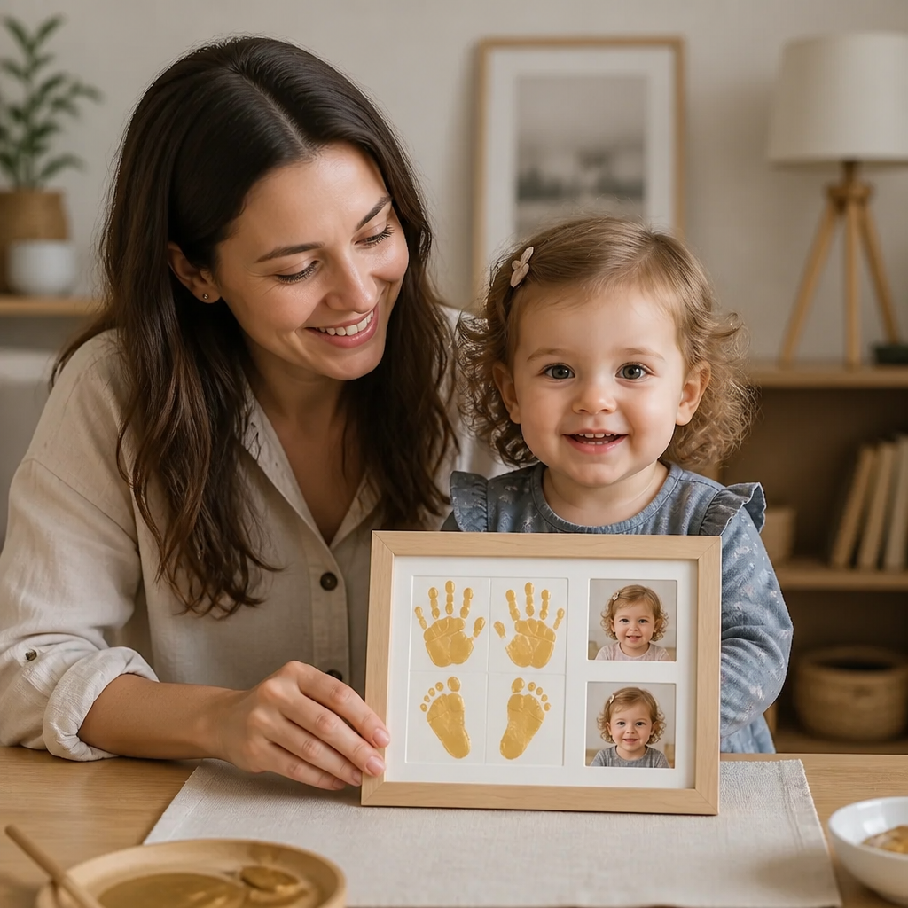 Kit DIY pour enfants avec cadre souvenir pour empreinte de main – empreinte et présentation de photos