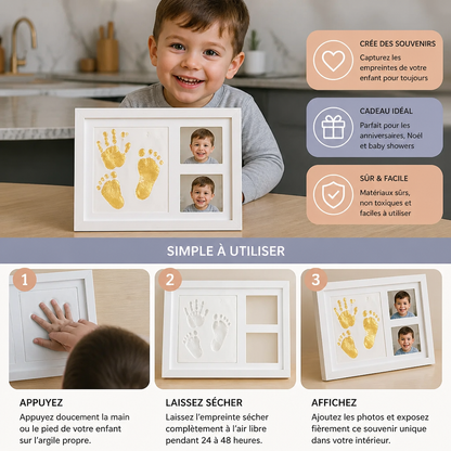Kit DIY pour enfants avec cadre souvenir pour empreinte de main – empreinte et présentation de photos