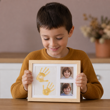 Kit DIY pour enfants avec cadre souvenir pour empreinte de main – empreinte et présentation de photos
