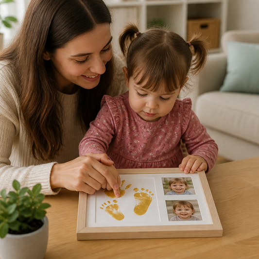 Kit DIY pour enfants avec cadre souvenir pour empreinte de main – empreinte et présentation de photos